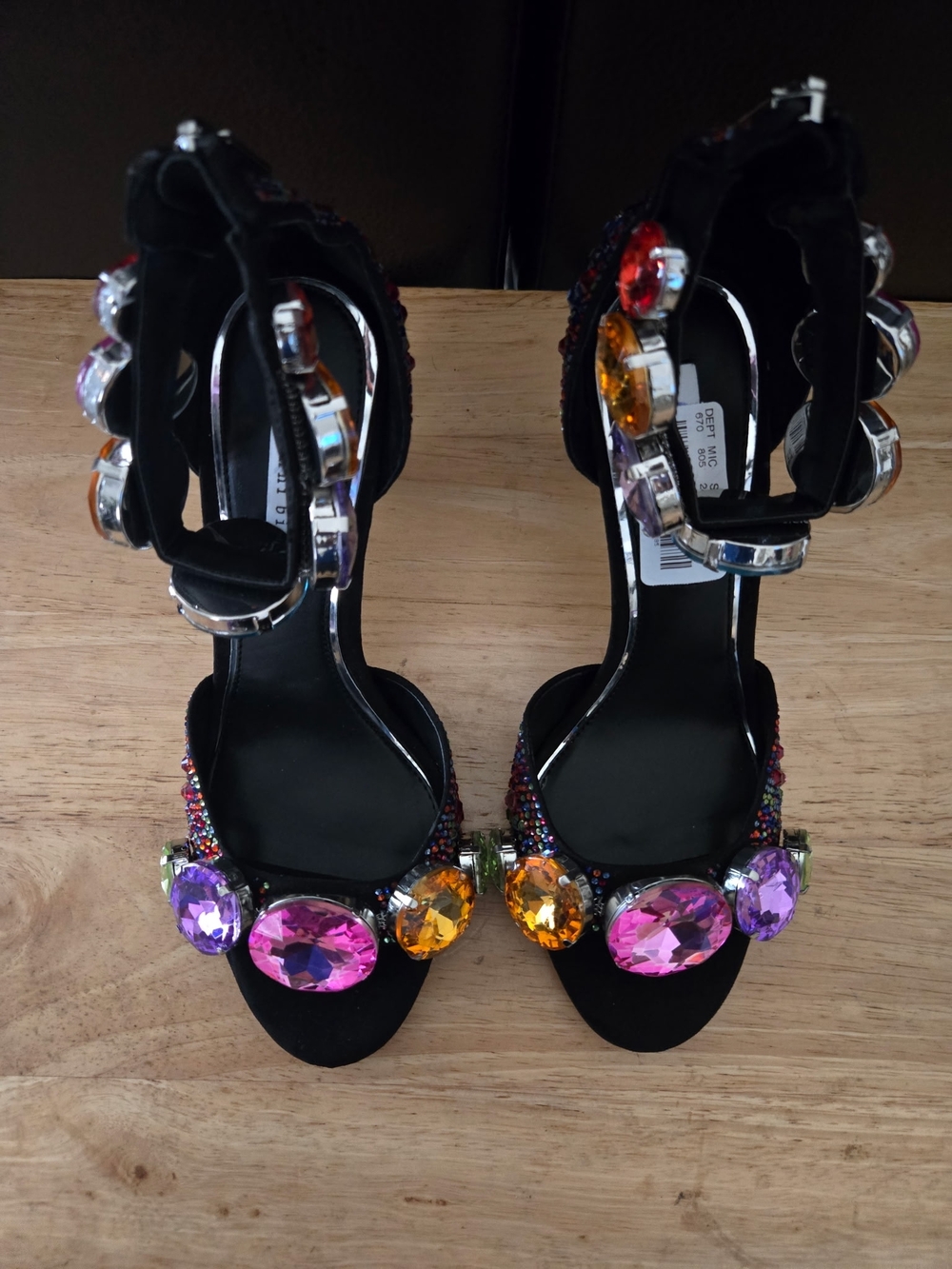 Gianni Bini Oaklynn Suede Rainbow Rhinestone Jeweled Ankle Sandals Size 7 - Picture 5 of 9